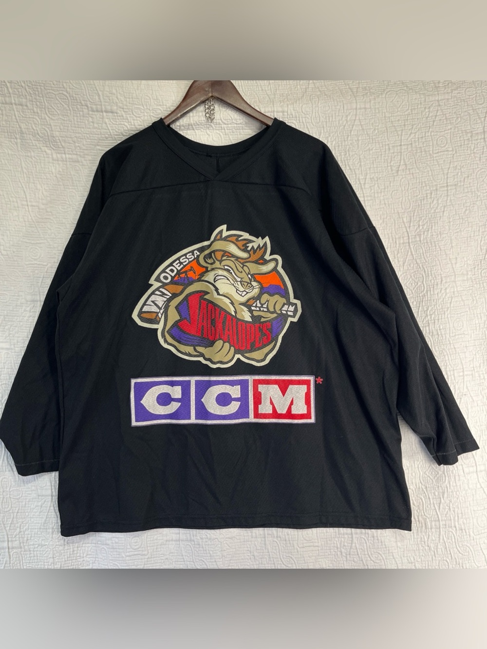 Odessa Jackalopes Hockey Jersey CCM Vintage Mens XL Sewell Air Knit Canadian Top